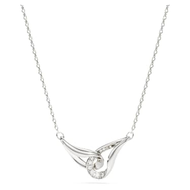 Classica pendant, Round cut, Interlocking, White, Sterling silver image 6