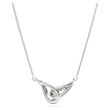Classica pendant, Round cut, Interlocking, White, Sterling silver image 5