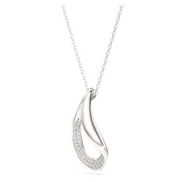 Classica pendant, Round cut, Long, White, Sterling silver image 3