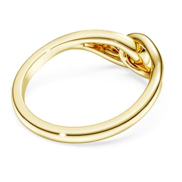 Classica ring, Round cut, Interlocking, White, Sterling silver, 18K gold finish image 4