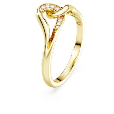 Classica ring, Round cut, Interlocking, White, Sterling silver, 18K gold finish image 2