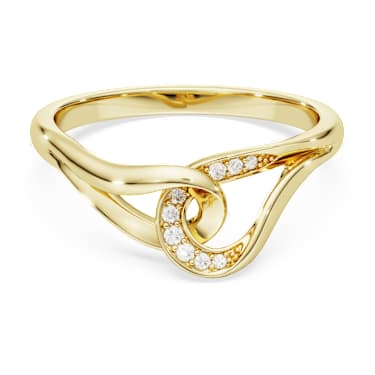 Classica ring, Round cut, Interlocking, White, Sterling silver, 18K gold finish image 5