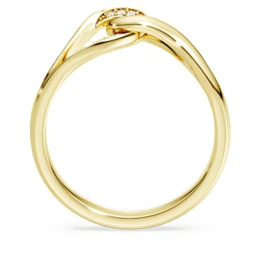 Classica ring, Round cut, Interlocking, White, Sterling silver, 18K gold finish image 3