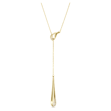 Classica Y pendant, Round cut, White, Sterling silver, 18K gold finish image 6