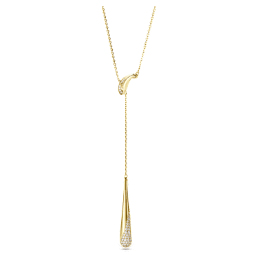 Classica Y pendant, Round cut, White, Sterling silver, 18K gold finish image 3