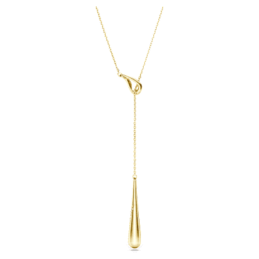 Classica Y pendant, Round cut, White, Sterling silver, 18K gold finish image 5