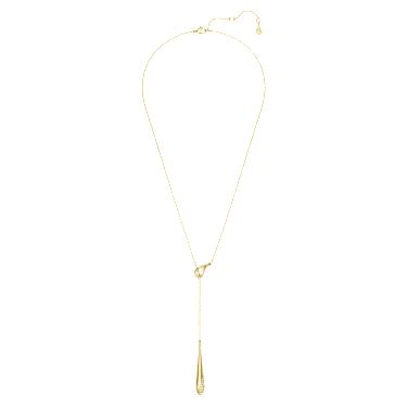 Classica Y pendant, Round cut, White, Sterling silver, 18K gold finish image 2