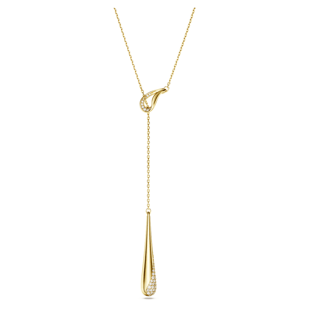 Classica Y pendant, Round cut, White, Sterling silver, 18K gold finish image 1