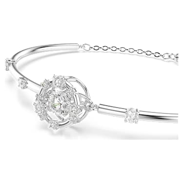 Constella bangle, Round cut, Dancing stone, White, Rhodium plated image 2