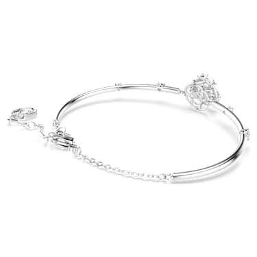 Constella bangle, Round cut, Dancing stone, White, Rhodium plated image 4