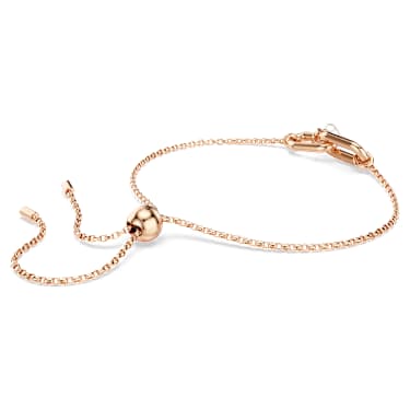 Constella bracelet, Crystal pearl, Round cut, White, 18K rose gold finish image 4