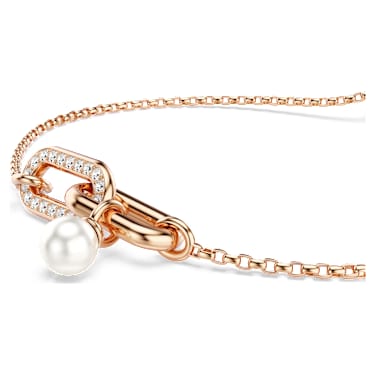 Constella bracelet, Crystal pearl, Round cut, White, 18K rose gold finish image 2