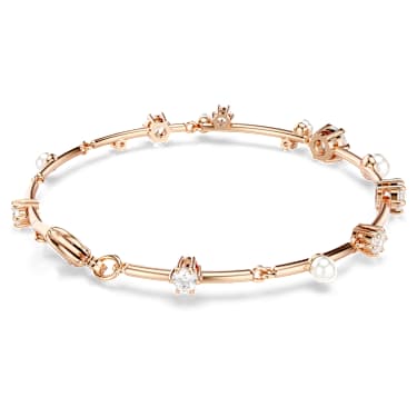 Constella bracelet, Crystal pearl, Round cuts, White, 18K rose gold finish image 4