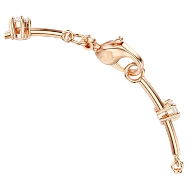 Constella bracelet, Crystal pearl, Round cuts, White, 18K rose gold finish image 3