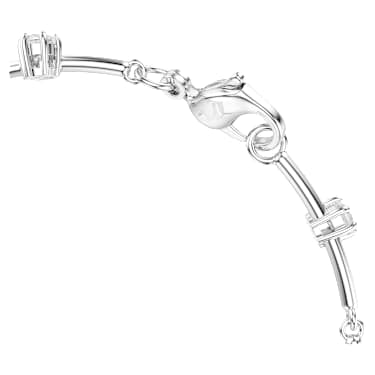 Constella bracelet, Crystal pearl, Round cuts, White, Rhodium plated image 3