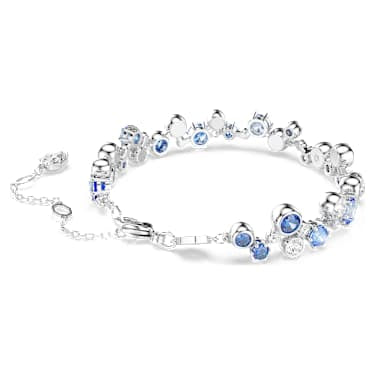 Constella bracelet, Mixed cuts, Blue, Rhodium plated image 4
