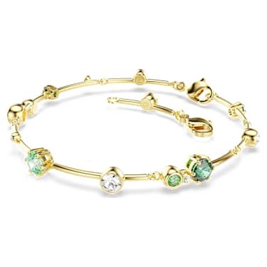 Constella bracelet, Mixed cuts, Green, 18K gold finish image 4