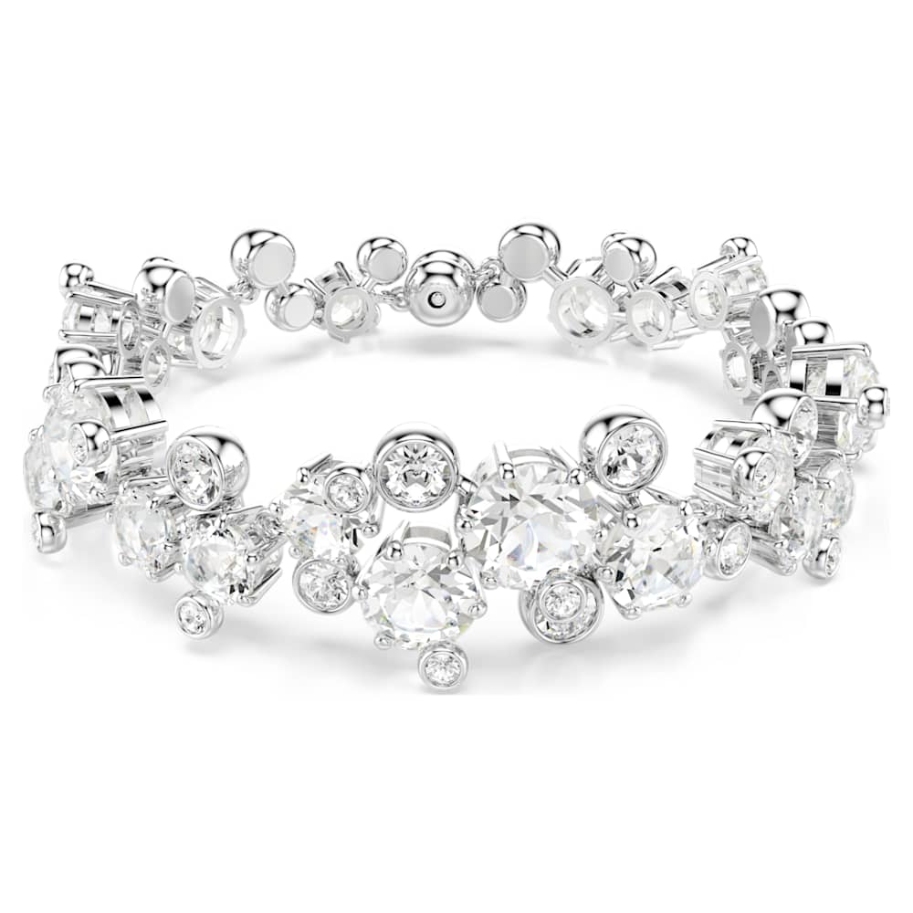 Constella bracelet, Mixed cuts, White, Rhodium plated image 1