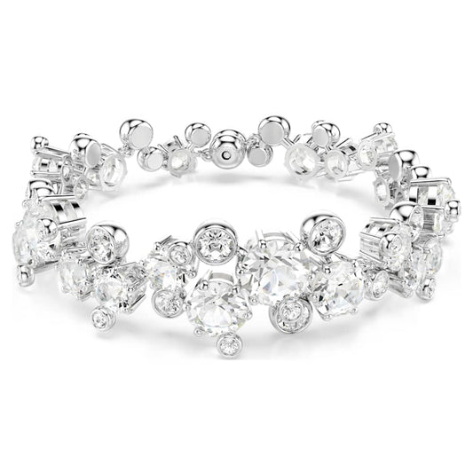 Constella bracelet, Mixed cuts, White, Rhodium plated image 1