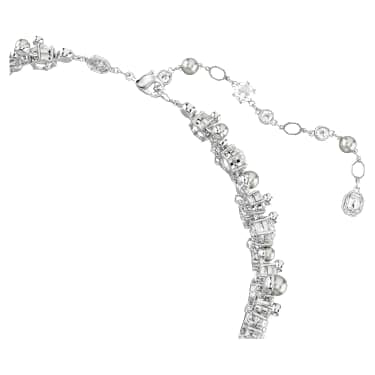 Constella choker, Crystal pearl, Round cut, White, Rhodium plated image 3