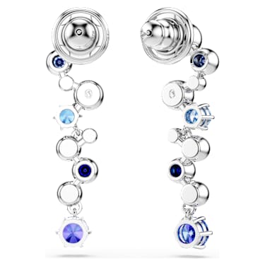 Constella drop earrings, Mixed cuts, Blue, Rhodium plated image 4