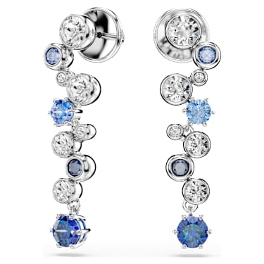 Constella drop earrings, Mixed cuts, Blue, Rhodium plated image 5