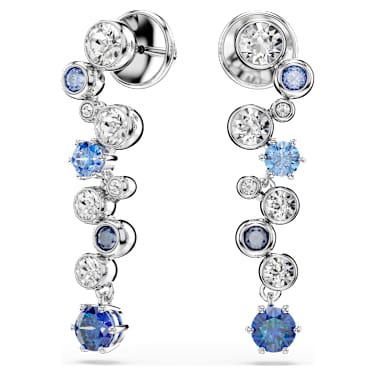 Constella drop earrings, Mixed cuts, Blue, Rhodium plated image 2
