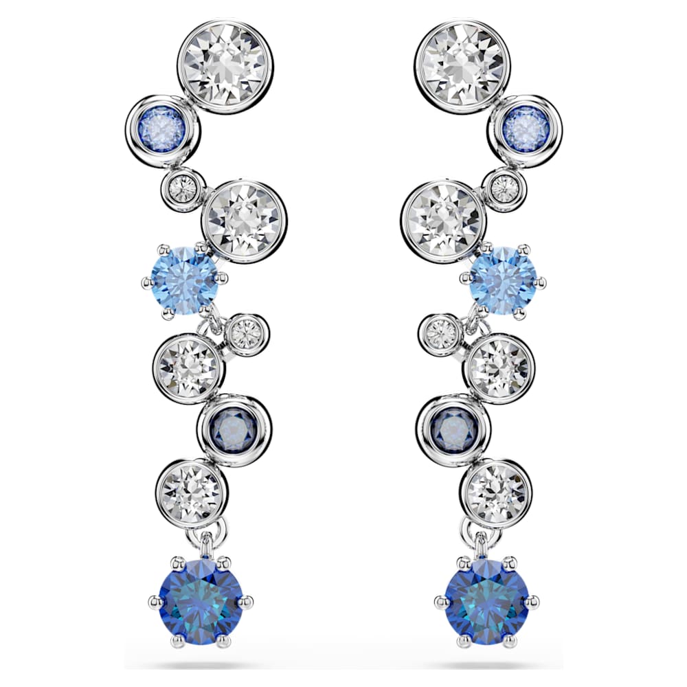 Constella drop earrings, Mixed cuts, Blue, Rhodium plated image 1