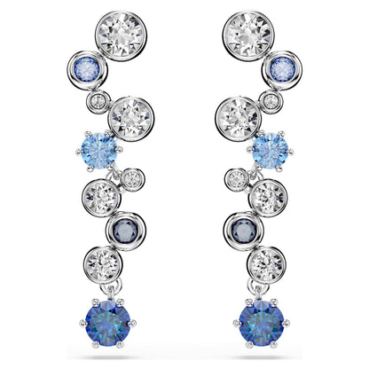 Constella drop earrings, Mixed cuts, Blue, Rhodium plated image 1