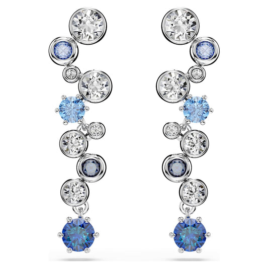 Constella drop earrings, Mixed cuts, Blue, Rhodium plated image 1