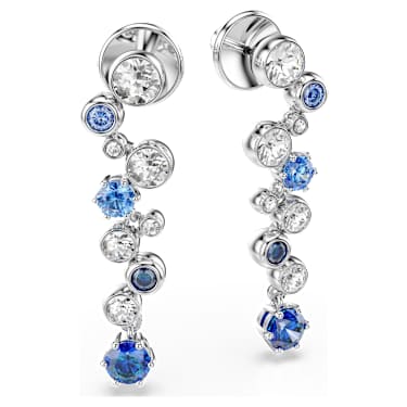 Constella drop earrings, Mixed cuts, Blue, Rhodium plated image 3