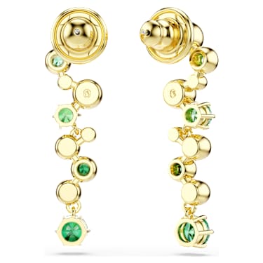 Constella drop earrings, Mixed cuts, Green, 18K gold finish image 4