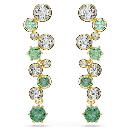 Constella drop earrings, Mixed cuts, Green, 18K gold finish image 1