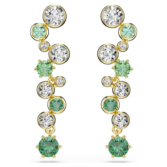Constella drop earrings, Mixed cuts, Green, 18K gold finish image 1