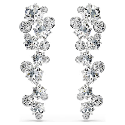 Constella drop earrings, Mixed cuts, White, Rhodium plated image 1