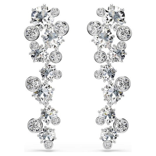 Constella drop earrings, Mixed cuts, White, Rhodium plated image 1