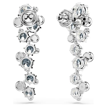 Constella drop earrings, Mixed cuts, White, Rhodium plated image 4