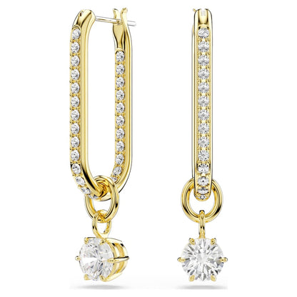 Constella drop earrings, Round cut, White, 18K gold finish image 1