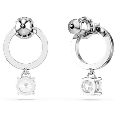 Constella hoop earrings, Round cut, White, Rhodium plated image 4