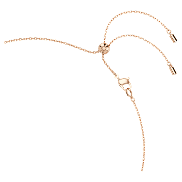 Constella necklace, Crystal pearl, Round cuts, White, 18K rose gold finish image 3
