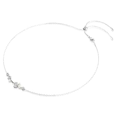 Constella necklace, Crystal pearl, Round cuts, White, Rhodium plated image 2
