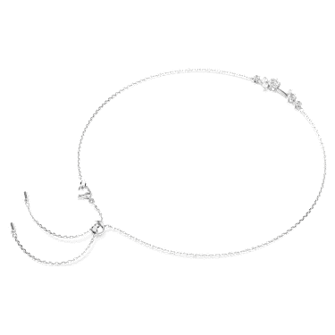 Constella necklace, Crystal pearl, Round cuts, White, Rhodium plated image 4