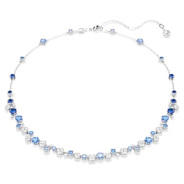 Constella necklace, Mixed cuts, Blue, Rhodium plated image 5