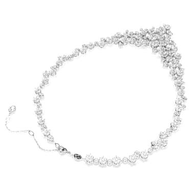 Constella necklace, Mixed cuts, Clasp, White, Rhodium plated image 4