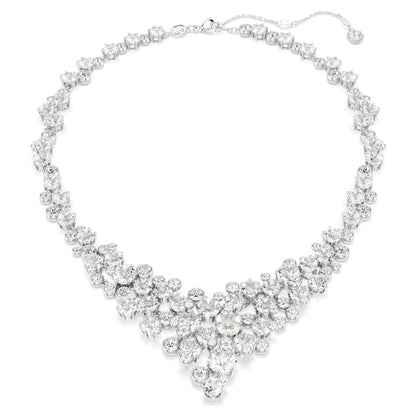 Constella necklace, Mixed cuts, Clasp, White, Rhodium plated image 1