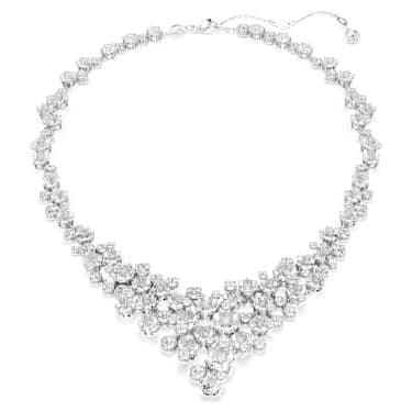 Constella necklace, Mixed cuts, Clasp, White, Rhodium plated image 5