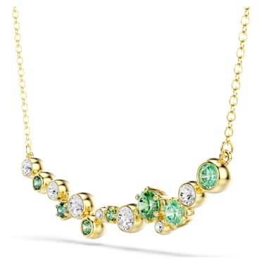 Constella necklace, Mixed cuts, Green, 18K gold finish image 3