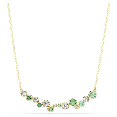 Constella necklace, Mixed cuts, Green, 18K gold finish image 6