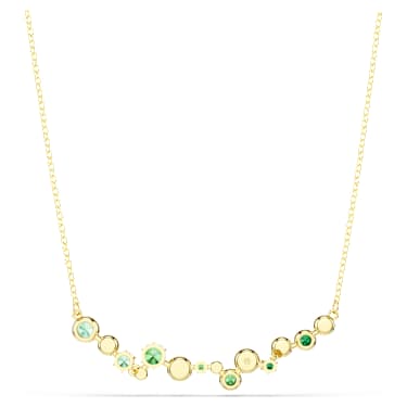 Constella necklace, Mixed cuts, Green, 18K gold finish image 5