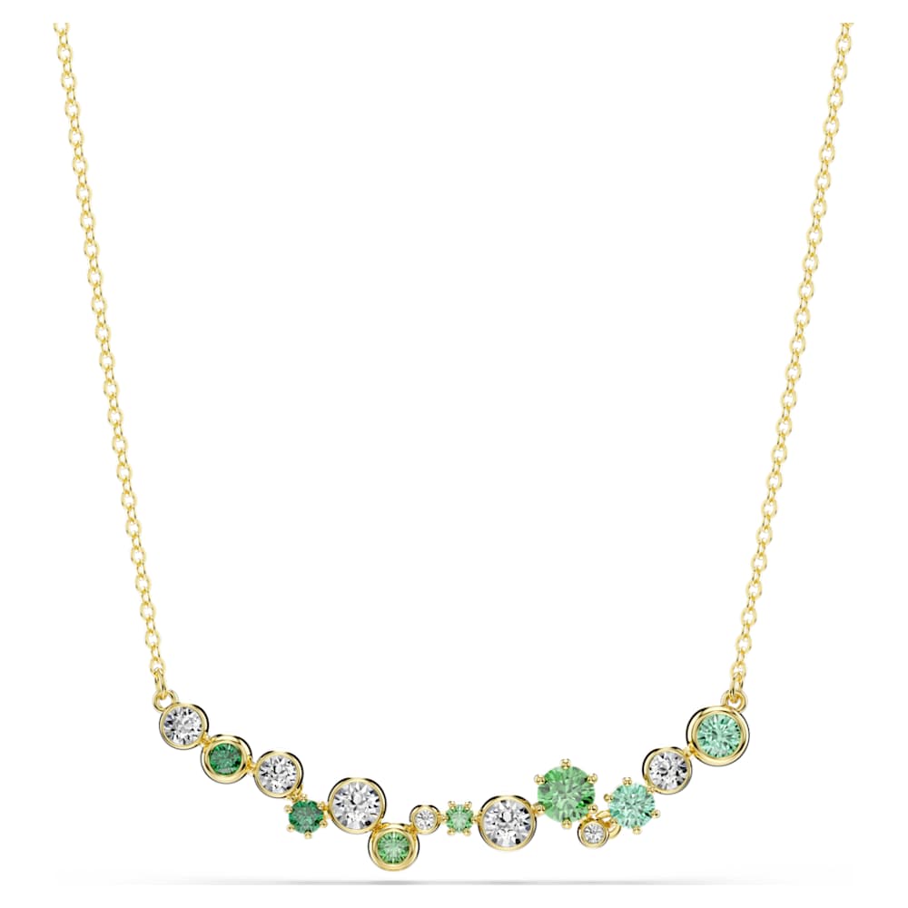 Constella necklace, Mixed cuts, Green, 18K gold finish image 1